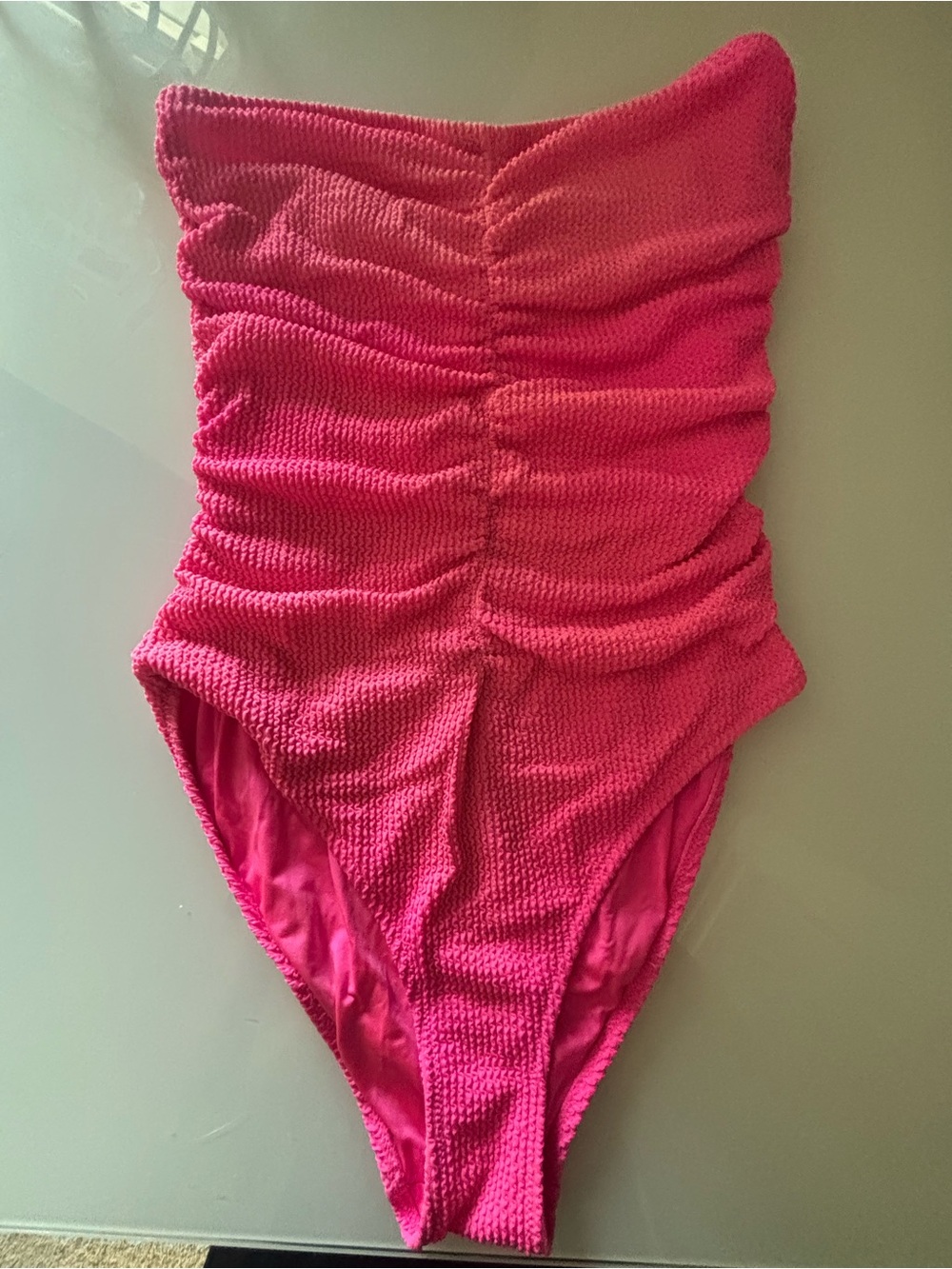 Milly Hot Pink Textured Rouched One Piece Swimsuit| Size M